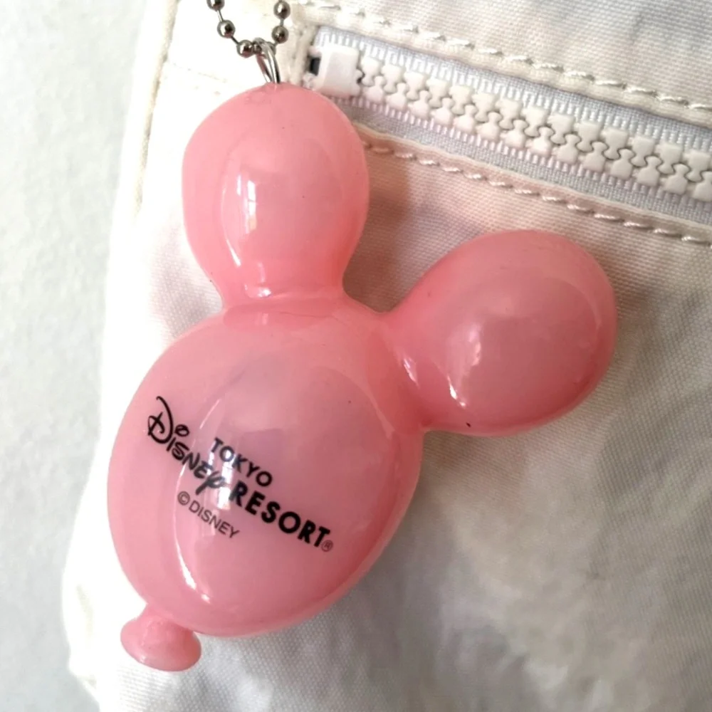 Large DISNEY PARKS Tokyo Disney - Mickey Mouse Balloon Bag Charm /Keychain- PINK